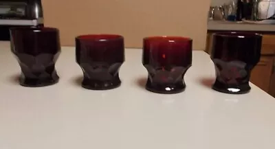 Vintage Cambridge Georgian Royal Ruby Depression Glass Tumblers Glasses Lot Of 4 • $7.99