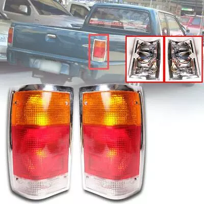 Pair Tail Lights Lamp Chrome Edge For Mazda B2000 B2200 B2600 Pickup 1985-1998 • $88.29