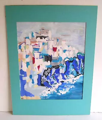 Mid Century Modern Abstract Cubist Painting • $23.98