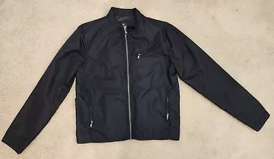 Express Mens Black Moto Nylon SLEEK / CLEAN Style Jacket : MEDIUM VG • $29.95