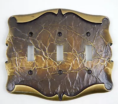 Vintage AMEROCK Carriage House Triple Light Switch Cover Plate English Brass D • $24.95