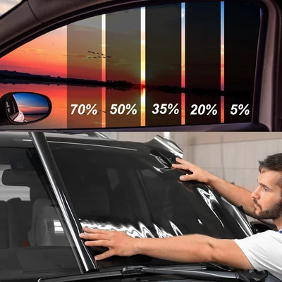 $14.99 • Buy BLACK WINDOW TINT FILM CAR VAN HOME BUS TINTING SUPER DARK 5%/20%/35% 75cm/50cm
