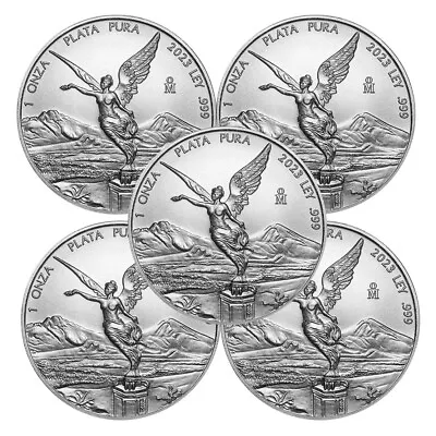 Lot Of 5 - 2023 Silver Mexican Libertad Onza 1 Oz Brilliant Uncirculated • $203.94