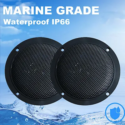 Marine Stereo Speakers 4inch 120W Pair Speakers Black Round Car Speakers • $59.99