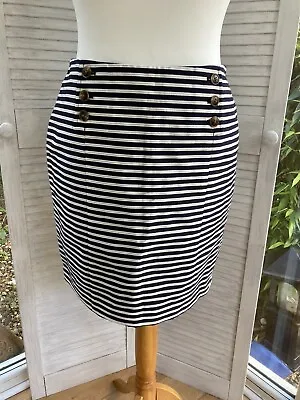 Kew 159 Navy White & Grey Stripe Short Skirt Sailor-Style Front Size M / UK 12 • £12