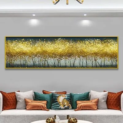 Abstract Gold Foil Leaf Trees Canvas Painting Modern Home Decor Canvas Wall Art • $7.28