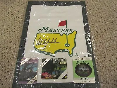 Phil Mickelson Augusta Masters Golf Flag Auto W/ Badges 2004 2006 2010 PSA DNA • $499.99