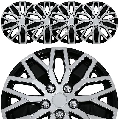 16  Silver Black Set Of 4 Wheel Covers Snap On Hub Caps Fit R16 Tire & Steel Rim • $69.99