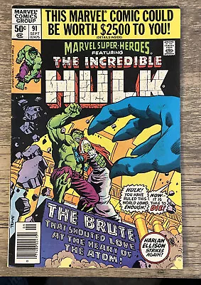 Marvel Super-Heroes #91 Featuring THE INCREDIBLE HULK Marvel (1980). V01 • $4.25