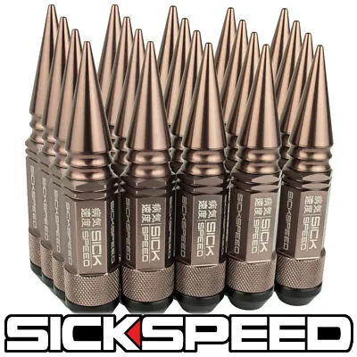 Sickspeed 20pc Bronze Spiked Aluminum Extended 108mm 3 Pc Lug Nuts 12x1.5 L17 • $119.95