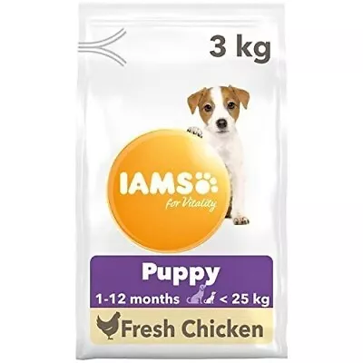 IAMS For Vitality Small/Medium Breed Puppy Dry Dog Food With Fresh Chicken 3 K@ • £9.99