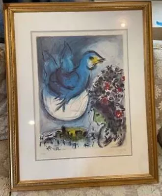 Marc Chagall - Rare Vintage -  The Bluebird  Litho - Pencil Signed - 28x36  • $1249