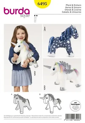 £10.75 • Buy Burda Crafts Sewing Pattern 6495 Stuffed Animal Horse & Unicorn Toys (Bur...