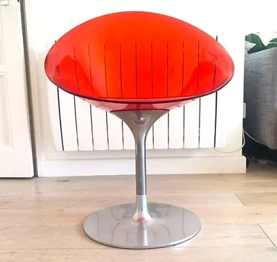 Vintage Starck  Eros  Swivel Chair By Kartell. Red Lucite Seat. Aluminium Base. • £30.72