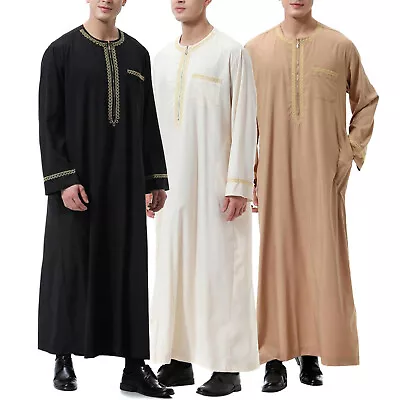 Luxury Uae SAUDI Thobe Jubba Mens Ramadan Eid Umrah Hajj Islamic Dress • £13.55