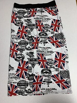 Union Jack Skirt Straight Midi Elastic Waist Women’s Size S M L New Thin Punk • £9.65