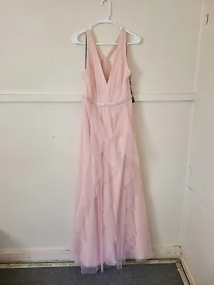 Vera Wang Size 14 Formal Dress Blush Pink Color Bridesmaid Plunge Neck • $60