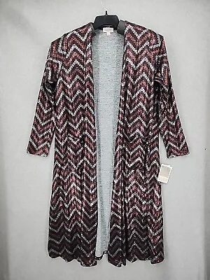 NWT Lularoe Sarah Cardigan Womens L Black/Copper/Silver Metalic Maxi Sweater • $24.99