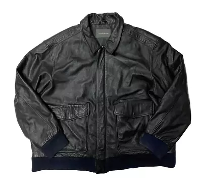 Vintage Leather Bomber Jacket Mens 2XL Black A-2 Style Flight Croft & Barrow • $35.99