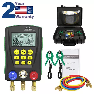 Refrigeration Digital Manifold Gauges Set HVAC Vacuum Pressure & Temp Tester US • $149