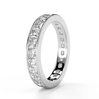 1.50Ct Natural Princess Cut Diamond Full Eternity Ring Hallmark In White Gold • £599