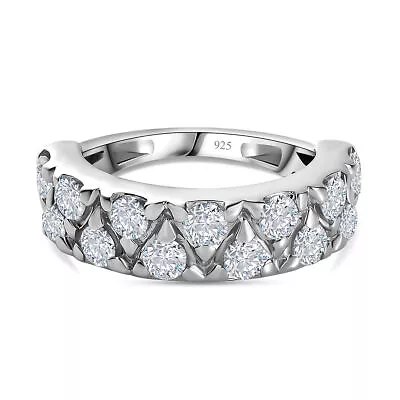 TJC 1.46ct Moissanite Band Ring For Women In Platinum Over Silver • £52.99