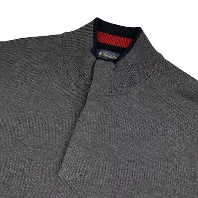 Brooks Brothers Men's 1/4 Button Wool Mock Neck Pullover Sweater Gray • Large • $21.69