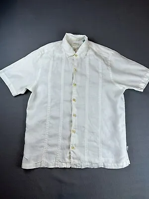 Tommy Bahama Mens Medium 100% Linen Shirt Button Front White • $25.98