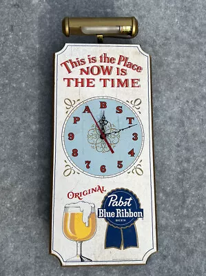 Vintage Pabst Blue Ribbon Lighted Wall Clock Amazing Condition 12” X 24” • $224.99