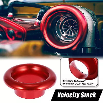 4  Inlet Bellmouth Velocity Stack Adapter Car Turbo Air Intake Horn Cover Red • $24.49