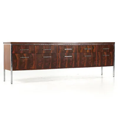 Florence Knoll Style Mid Century Rosewood And Chrome File Credenza • $5447