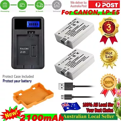 2x 2100mAh Battery + SLIM Charger For Canon EOS 1000D EOS 450D EOS 500D • $37.90