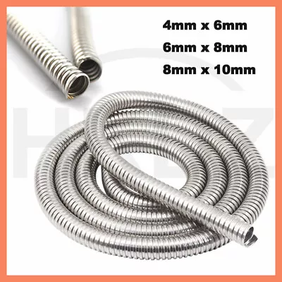 Stainless Steel Flexible Conduit Tube Cable Tidy Trunking Organiser 4mm 6mm 8mm • £3.23