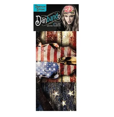 American Paisley Flag Rhinestones Danbando Bandanna Head Wrap Sweatband Headband • $12.95
