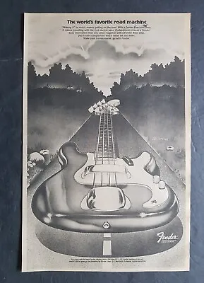 Fender Bass Guitar  World's Favorite Road Machine  Promo Print Ad Vintage 1972 • $9.95