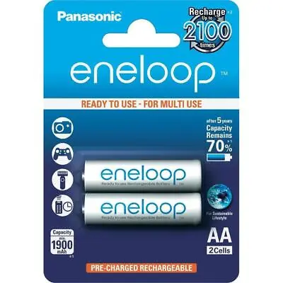 Eneloop Rechargeable Batteries 2xAA Pack Fast Delivery • $12.50