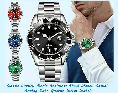 £6.44 • Buy Classic Luxury Men's Stainless Steel Watch Casual Analog Date Quartz Wrist Watch