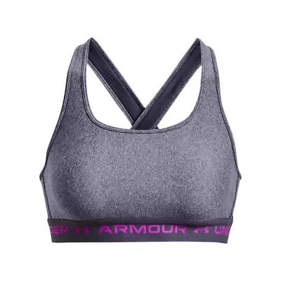 Women's Under Armour UA Mid Crossback Heather Sports Bra In Grey • £14.99