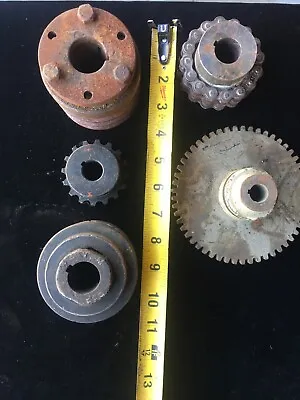 Industrial Machine Steel Lot Of 5 Gears/Cogs Steampunk Art Part Lamp Base Lot 13 • $62.39