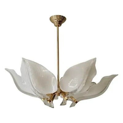 Murano Hand Blown Lotus Italian Leaf Calla Lilly  Chandelier By Franco Luce • $1500