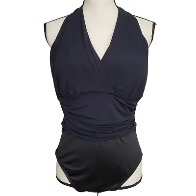MagicSuit 1 Piece Swimsuit 14DD Slimming Halter V Neck Ruching Black • $32.99