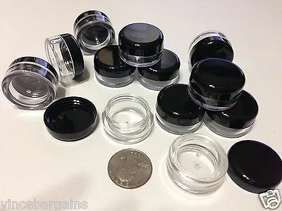 Lip Balm Cosmetic Jars Plastic Beauty Containers 5 Gram Ml Black Lid (100) 5017 • $48.95