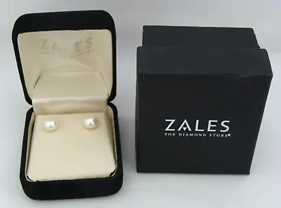 $69.99 • Buy IWI Imperial World Inc White Pearl Stud Earrings W/ 14K Gold Posts In Zales Box