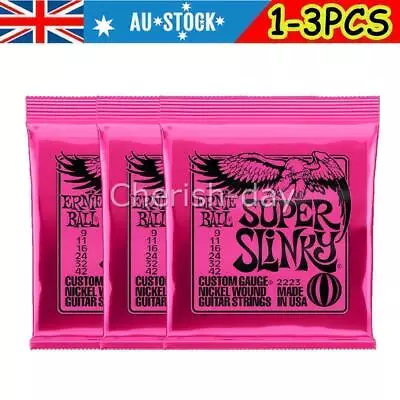 1-3X Ernie Ball 2223 Pink Super Slinky 9-42 Electric Guitar Strings OZ • $10.16