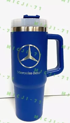 Mercedes Benz Blue Cup With Holder Mug 30oz Stainless Steel Water Bottle • $42.99