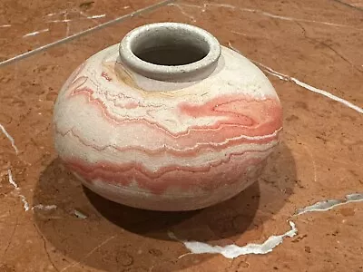 Nemadji Pottery Native American Clay Red Swirl 2.5  Bud Vase Bowl Urn Euc • $20