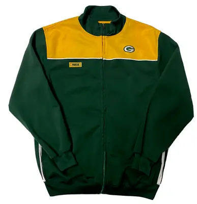 Green Bay Packers Track Jacket Mens Medium Full Zip Sweater NFL Retro Team • $22.49