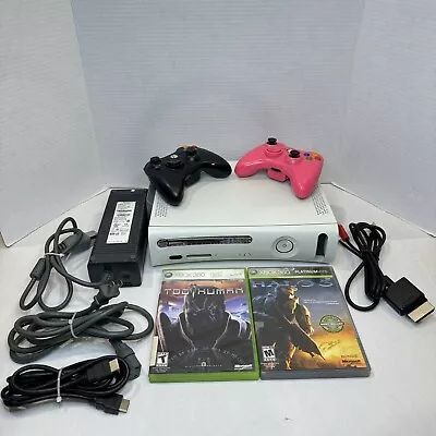 Original Xbox 360 White Console 60GB Bundle Games Controllers & Chords ~Tested~ • $54.99