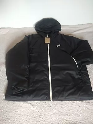 Nike Legacy Mens Therma-fit Reversible Zip-up Coat Hooded Jacket Black Size XXL • $80