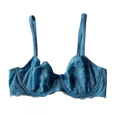 Victorias Secret Body By Victoria Blue Lace Unlined Bra Size 38D • $17.99